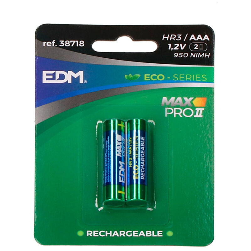 

Pila recargable eco-series aaa - lr03 950ma (blister 2 unid) ø10,5x44,5mm - EDM