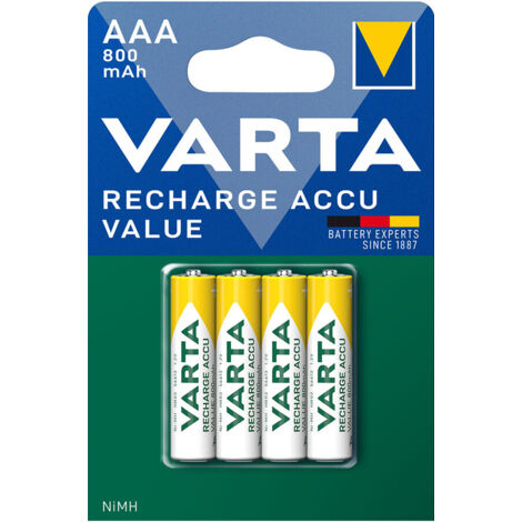 Pila varta recargable accu aaa - lr03 800ma (blister 4 unid.) ø10,5x44,5mm