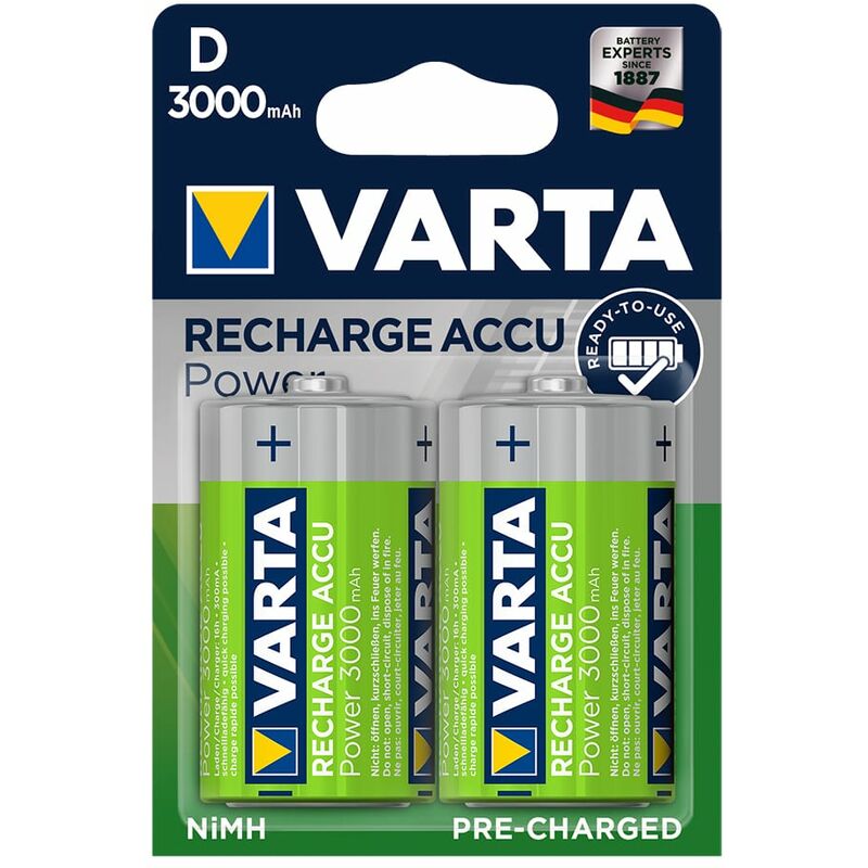 

Varta - Pila recargable accu power d - lr20 3000ma (blister 2 unid) ø34,2x61,5mm