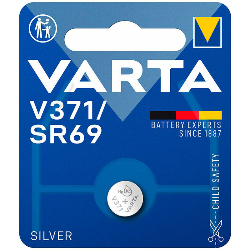 

Pila sr69 - v371 silver 1,55v (blister 1 unid) ø9,5x2,05mm - Varta