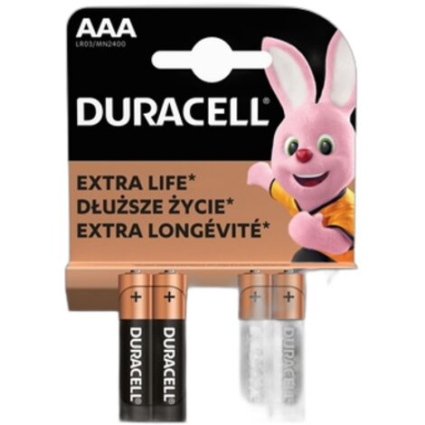 Pilas alcalinas Duracell tipo AAA 4 uds.