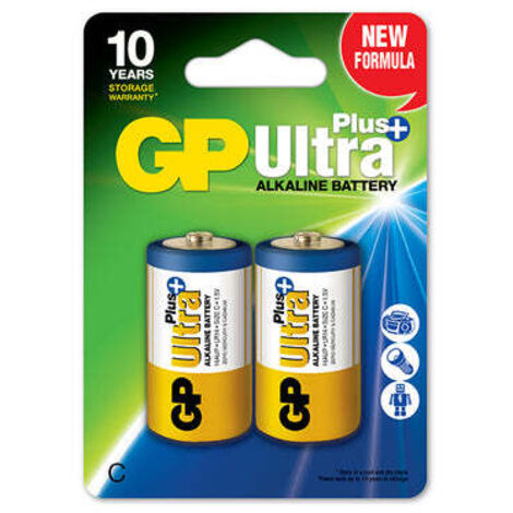 PILAS ALCALINAS ULTRA+ 1,5 V LR14 C 2 PIEZAS - GP14AUP-S2