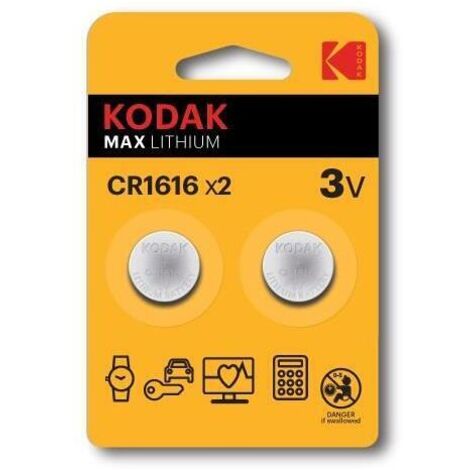 PILAS CR1616 KODAK BOTON LITIO 3V PACK 2 UNIDADES (ecotasa incl)