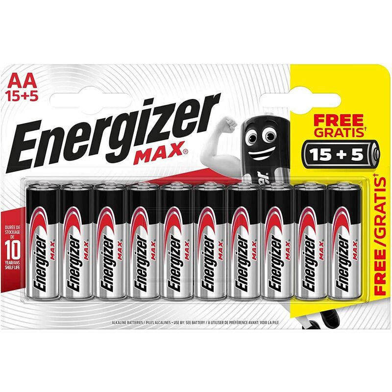 Energizer - Alkaline Max - Pack de 15+5 pilas Alcalinas max aa