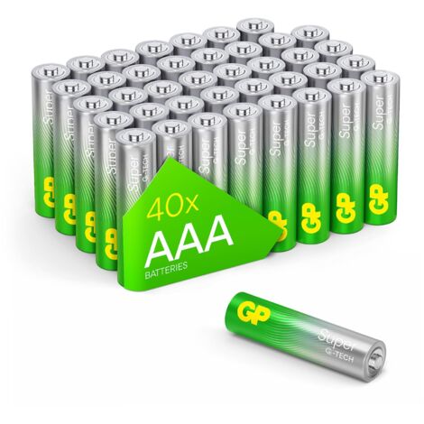Pilas GP AAA (Micro, LR03) 1,5 V, envase de 40 Unidades, tecnología superalcalina de Larga duración, 40 Unidades.