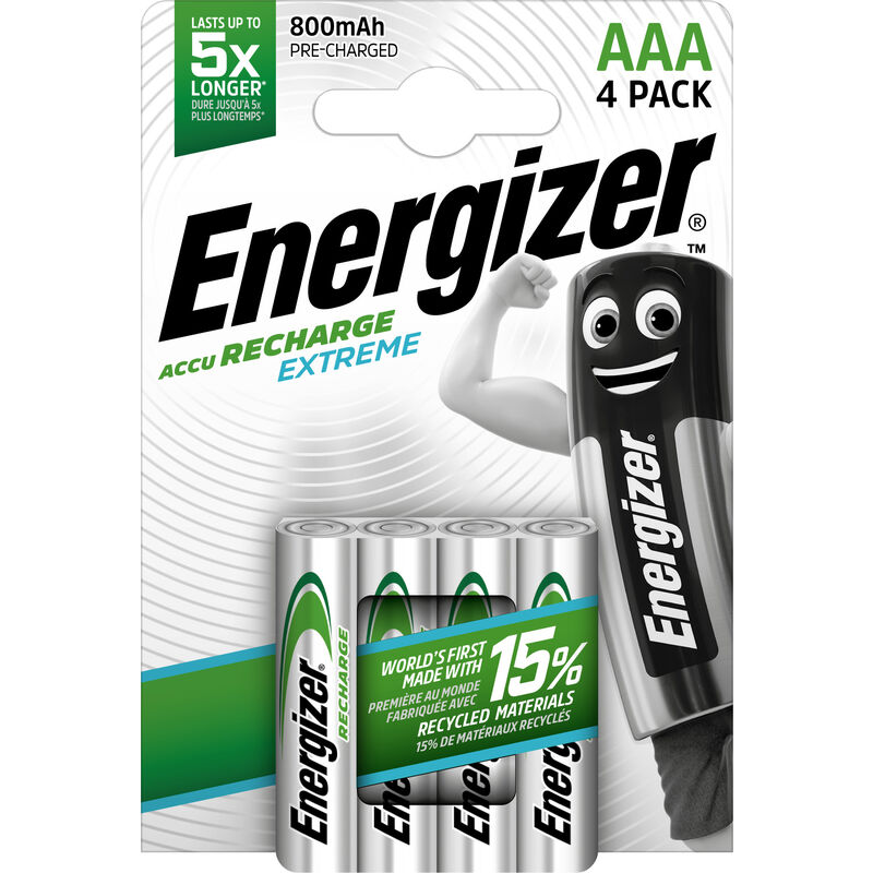 

Pilas recargables Extreme 800 mAh AAA HR03 Pack 4 unidades - Energizer