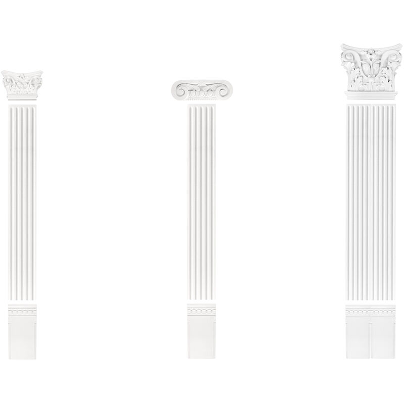 Pilastre 135x20mm Relief mural décor stucco en pu Grand Decor PL253: Ensemble complet 2