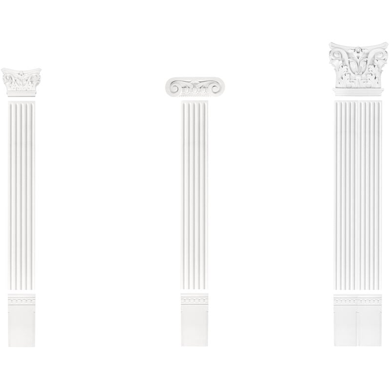 Pilastre 135x20mm Relief mural décor stucco en pu Grand Decor PL253: Ensemble complet