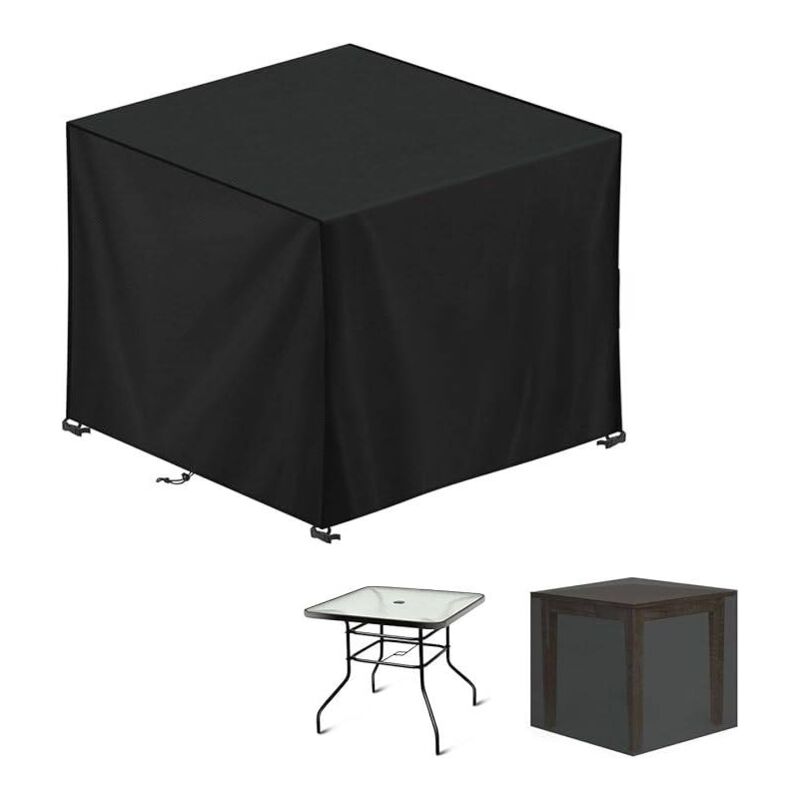 Housse Salon de Jardin 90x90x90cm 420D Oxford Noir Housse Table de Jardin Protection Bache Table de Jardin Mobilier Extérieur Imperméable Coupe-Vent