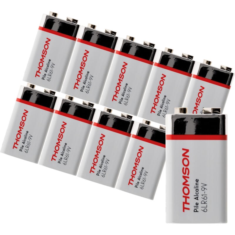 Lot de 10 piles alcaline 6LR61 9V Thomson