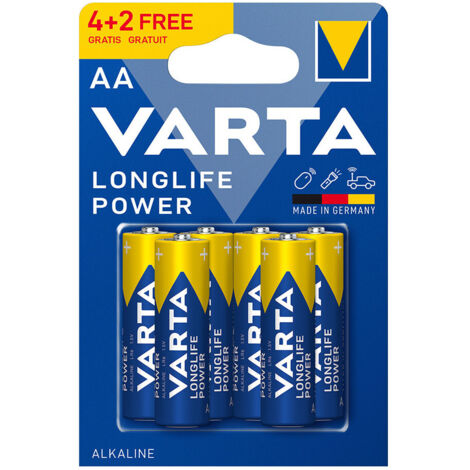 Pile alcaline aa longue durée - lr06 Varta blister 6 unités ø14,5x50,5mm