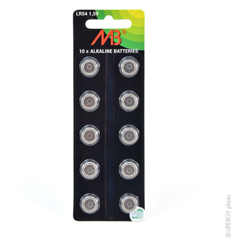 Pile alcaline bouton LR54 1,5V 80mAh – Lot de 10 piles – Performance fiable pour appareils électroniques – Taille 11,6 x 3,1 mm – Microbatt - l1131f