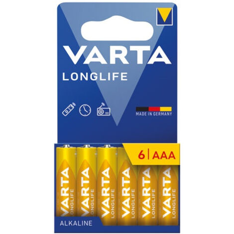 PILE ALCALINE LONGLIFE AAA/LR03 BLISTER DE 6 VARTA 1240628