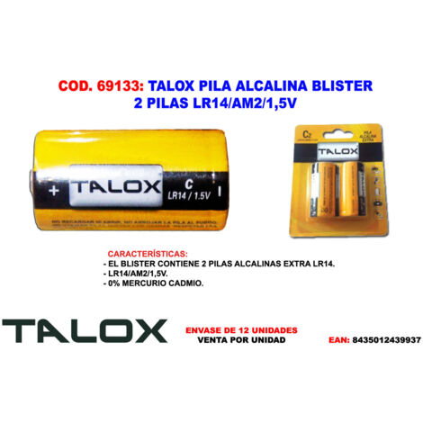 Pile alcaline TALOX LR14/AM2 1,5V Blister 2 unités