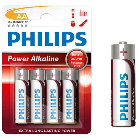 Pile alkaline philips aa - lr06 1,5v (emballage 4 unit) ø14,5x50,5mm