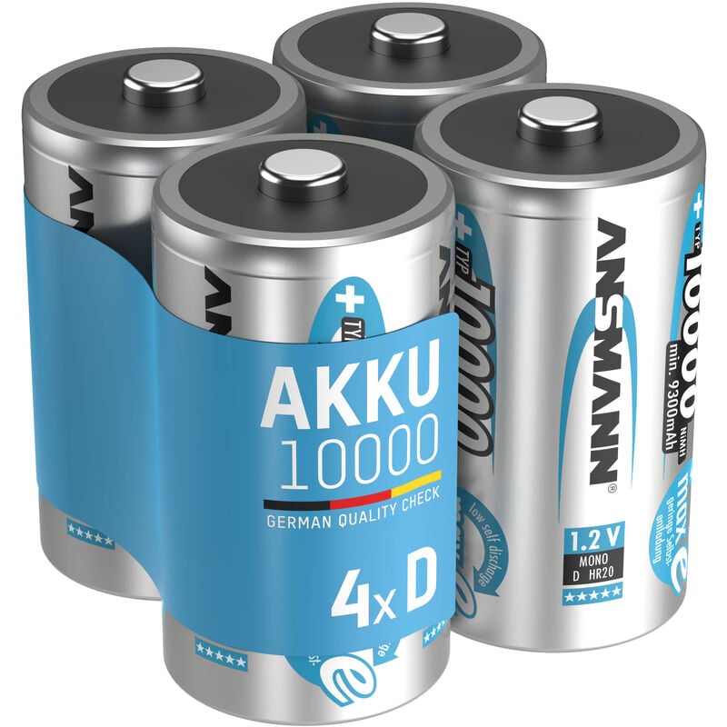 Piles rechargeables Mono d Type 10000 1,2 v NimH (lot de 4) - Ansmann