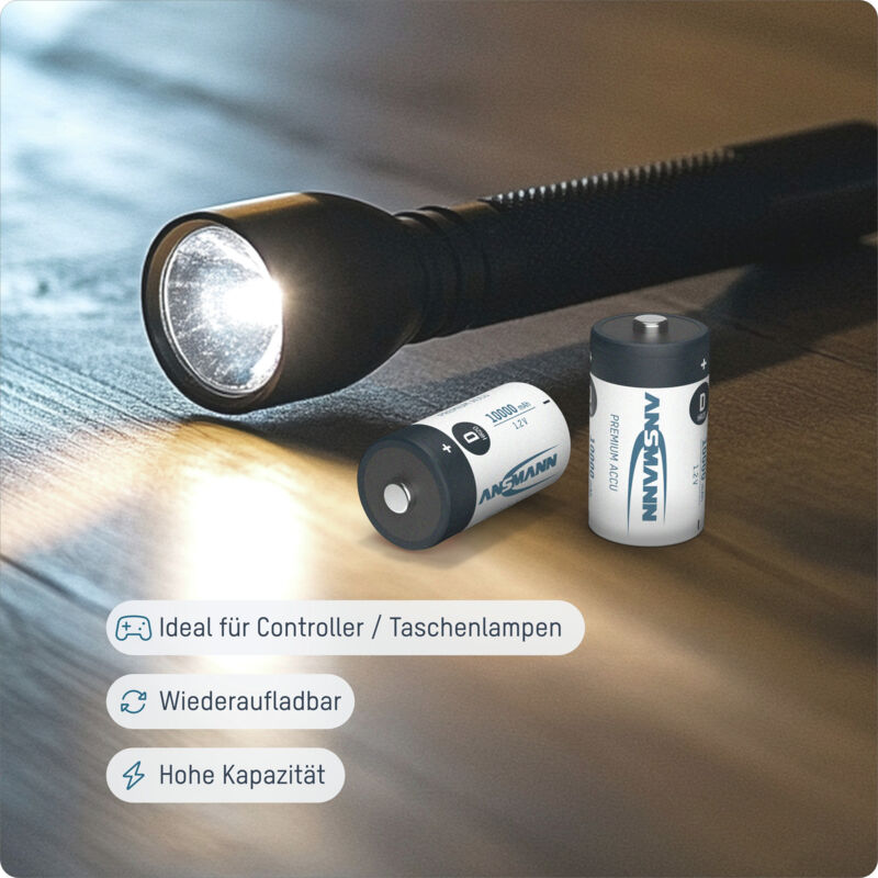 Ansmann - Piles rechargeables Mono d 8500 mAh 1,2 v (lot de 4)