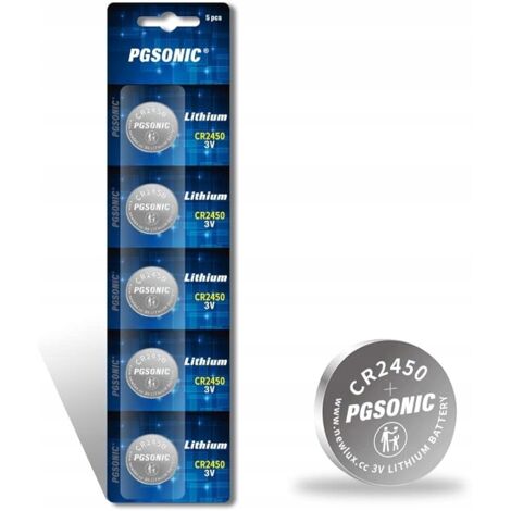 Pile au lithium PGSONIC CR2450, lot de 5.