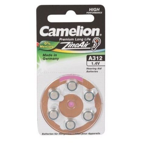 Pile bouton CAMELION A312, 6 pièces