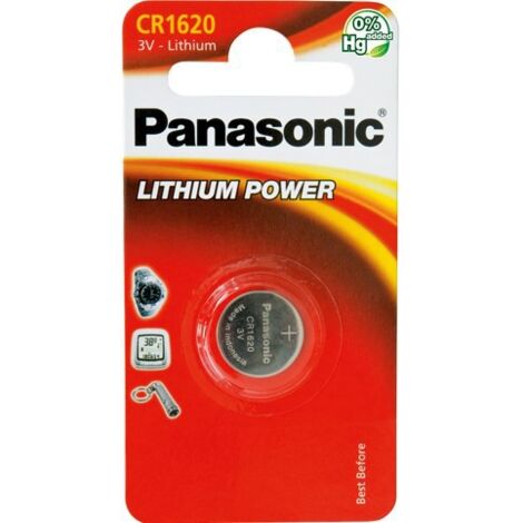 Panasonic – Batterie CR1620 lithium 3V – Pile bouton haute performance – Taux de décharge faible – Pour montres, clés, dispositifs médicaux
