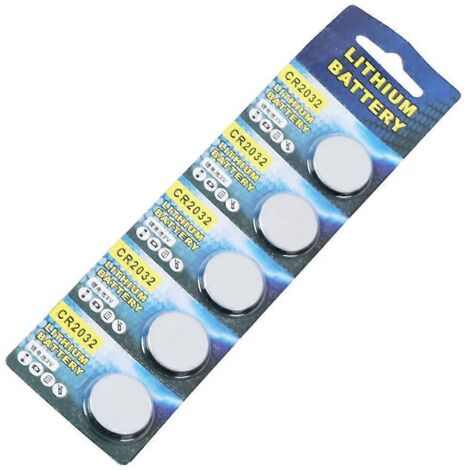 Pile bouton CR2032 3V lithium - Lot de 5 pour tuners et appareils électroniques