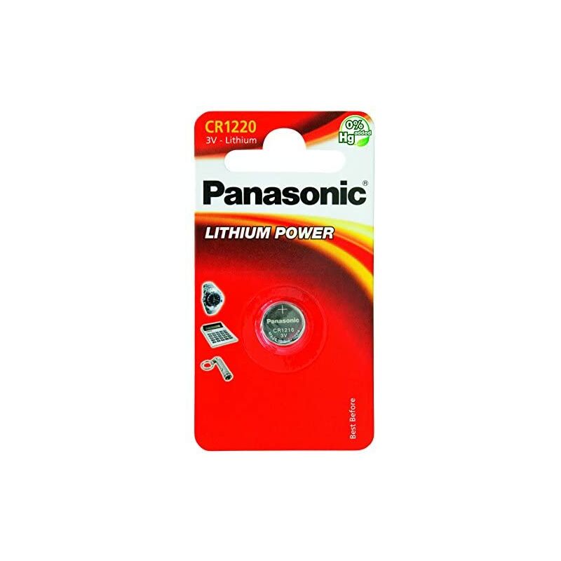 Panasonic CR1220 Pile bouton au lithium non rechargeable, 3V, 35mAh, lot de 1 pièce. -