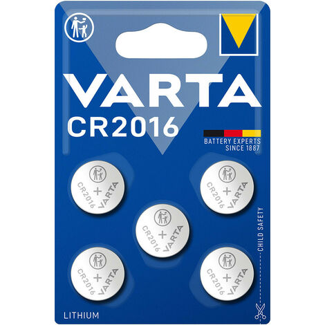 Pile bouton lithium cr2016 3v varta (blister 5 unit) ø20,0x1,6mm
