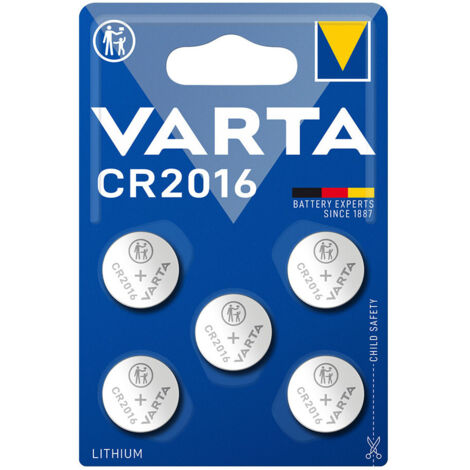 Pile Bouton Lithium Cr2016 3v Varta (BLISTER 5 Unit)  Ø20,0x1,6mm