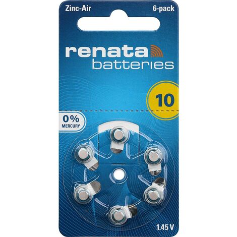 Pile bouton ZA 10 zinc-air Renata 105 mAh 1.4 V 6 pc(s) Y453681