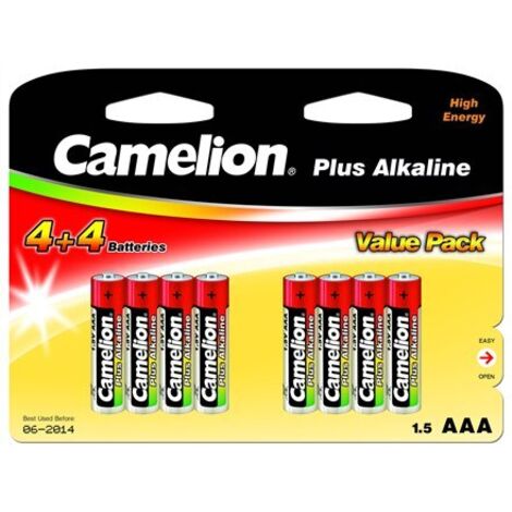 Pile Camelion Micro, Plus Alcaline, LR03, 8 pièces