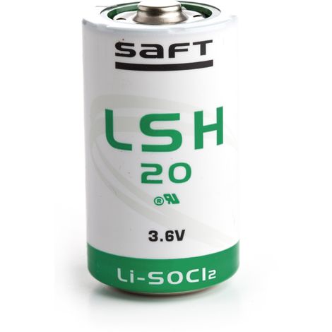 Pile lithium chlorure de thionyle 3,6V 13Ah – Non rechargeable – Températures de -60 à +85°C – Applications : alarmes, télécommunications – Saft - LSH20