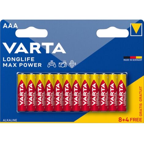 Pile LONGLIFE POWER MAX - LR3/AAA - 1.5 V - blister de 12 - VARTA