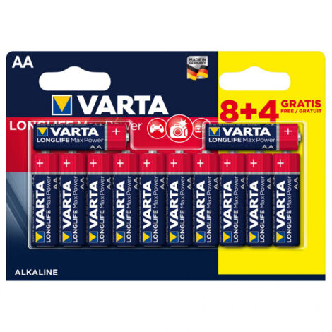 Pile LONGLIFE POWER MAX - LR6/AA - 1.5 V - blister de 12 - VARTA