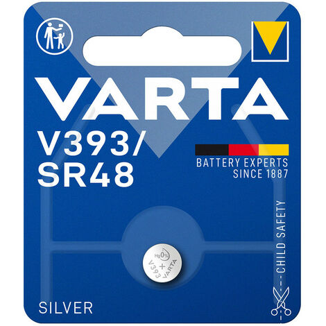 Pile micro bouton Varta argent sr48 - v393 1,55v blister 1 unité ø7,9x5,4mm