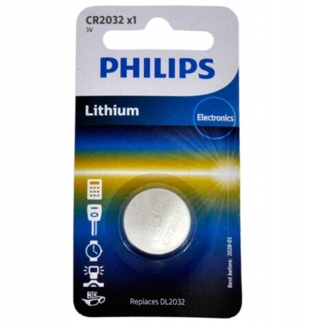 Pile PHILIPS CR2032 3V Lithium (1 pièce)