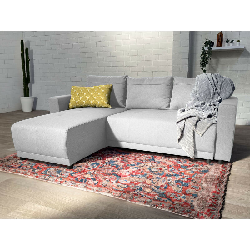 Bestmobilier - Pilea - canapé d'angle réversible 4 places - convertible avec coffre - en tissu - gris