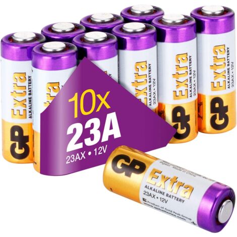 Piles 23A Lot de 10 - Batteries A23 V23GA Alcalines 12V- GP Extra