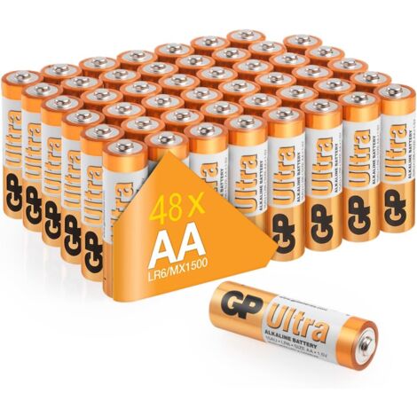 Piles AA Lot de 48 - Batteries LR06 Alcalines 1,5V - GP Ultra