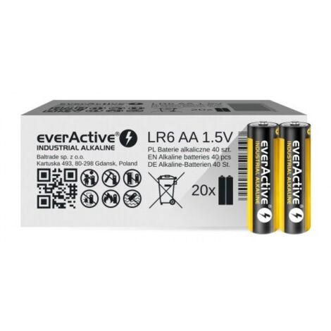 Piles alcalines everActive Industrial Alkaline LR6 AA - boîte carton 40 pcs