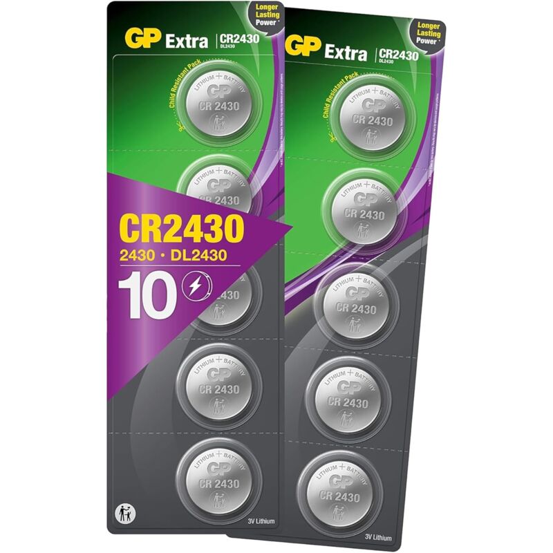 GP - Piles CR2430 Lot de 10 - Batteries cr 2430 Lithium 3V Extra