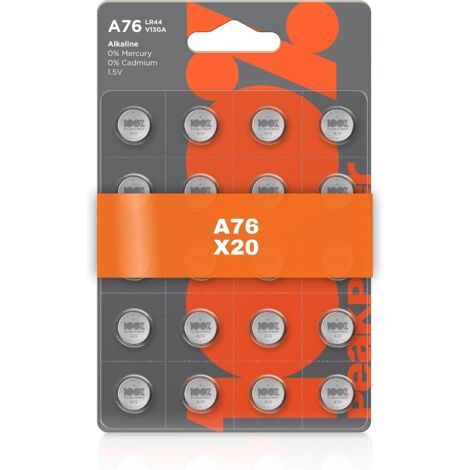 Piles LR44 Lot de 20 - Batteries AG13 A76 1,5V -100%Peakpower