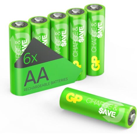 Piles rechargeables AA Lot de 6 - Batteries 1,2V - GP C&S