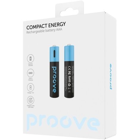 Piles rechargeables AAA Proove 740 mWh, 2 pièces, noires