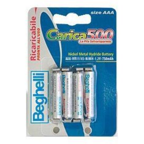 Piles rechargeables Beghelli mini stilo AAA 800mAh 8852
