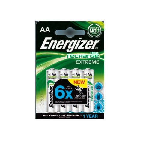 ENERGIZER-B Energizer ENR Recharge Extreme 2300 AA BP4 - Batterie rechargeable - Hybrides nickel-métal (NiMH) - 1,2 V - 4 pièce(s) - 2300 mAh - Argent (E300624600)