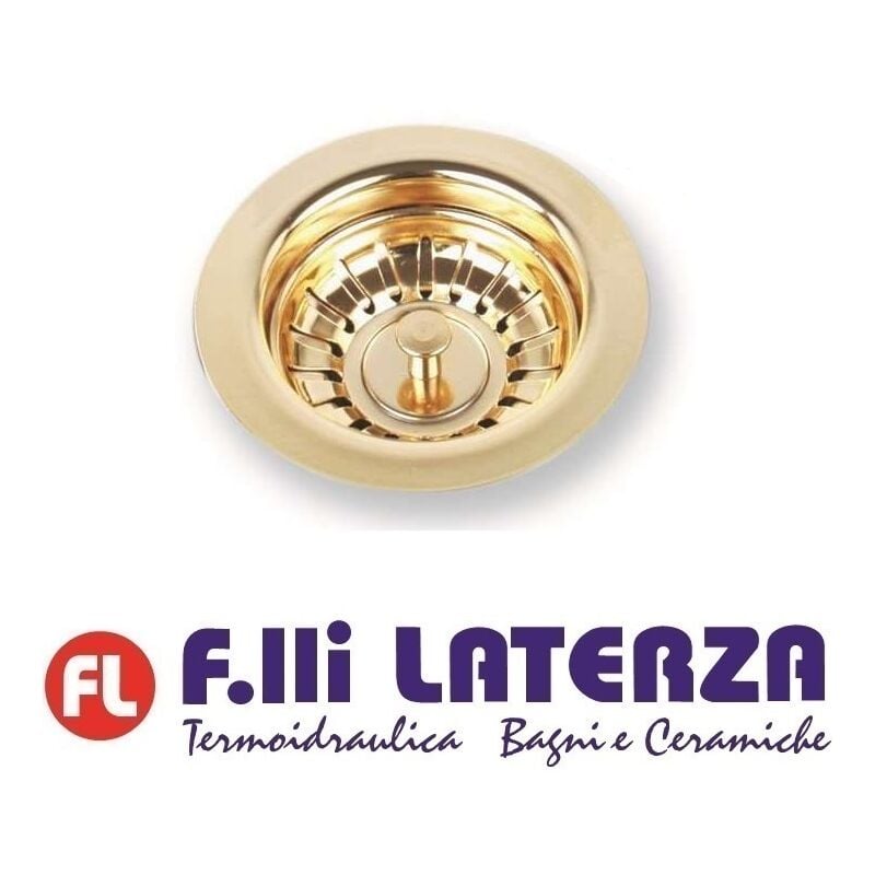 Image of Piletta Basket 3"½ Lavello Cucina Incasso In Ottone Dorato Oro