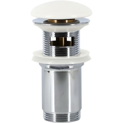 Piletta click clack 1.1/4 in ottone cromato ceramica bianca per lavabo bagno finitura- opaco - confezione 1