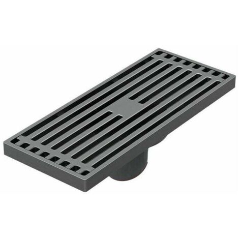 Piletta di scarico a pavimento, piletta di scarico a pavimento invisibile lunga, piletta di scarico a pavimento interamente in rame, piletta di scarico a pavimento 8x20 (dritta nera)