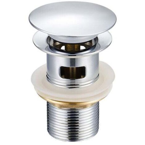 Piletta di scarico a saltarello con troppopieno automatico – lega di zinco, installazione a incasso – compatibile con lavabi standard, argento