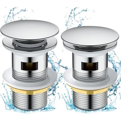 Piletta di scarico a scomparsa cromata per lavabo da bagno con troppopieno, facile da installare, foro da 1/4".